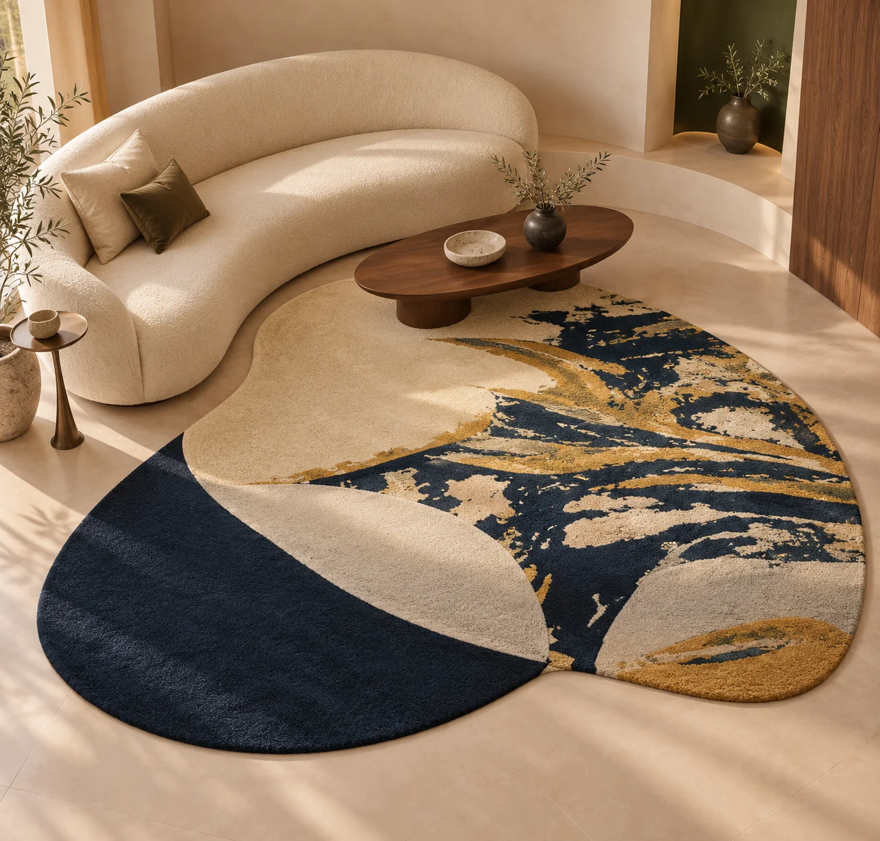 Pattern aligned with furniture and spatial lines